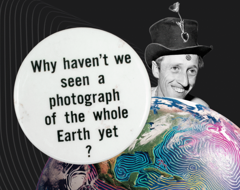 Steward Brand with the Whole Earth and Button